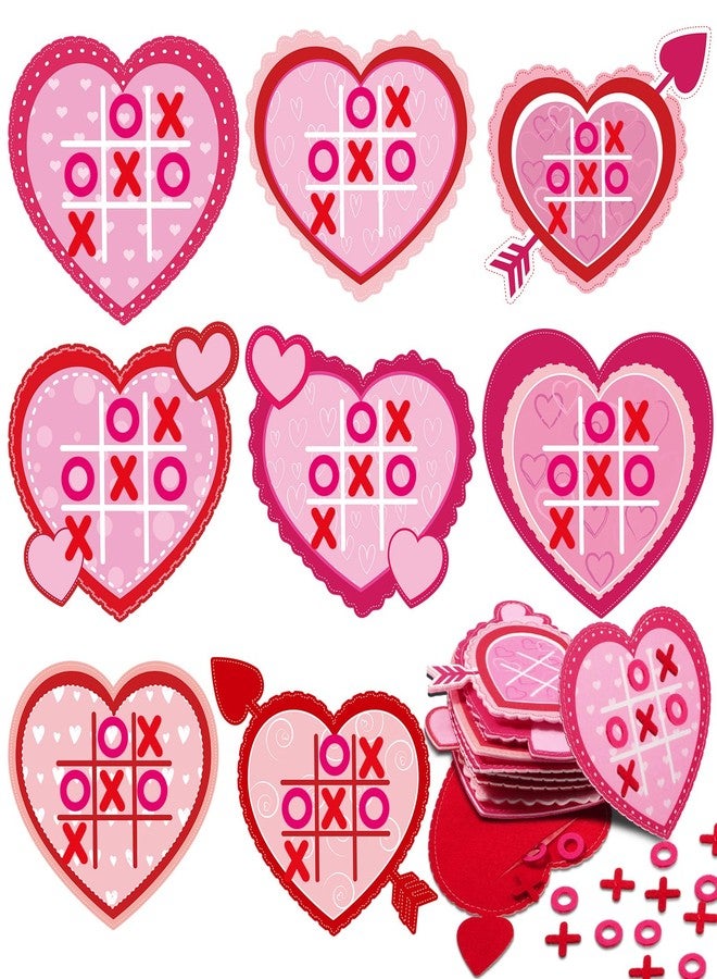 Wiwiqing 24 Pack Valentines Day Tic Tac Toe Strategic Board Felt with Storage Bags Valentine's Day Games for Party Favors Goodie Bags Gift Exchange Prizes(Heart) - Image 1